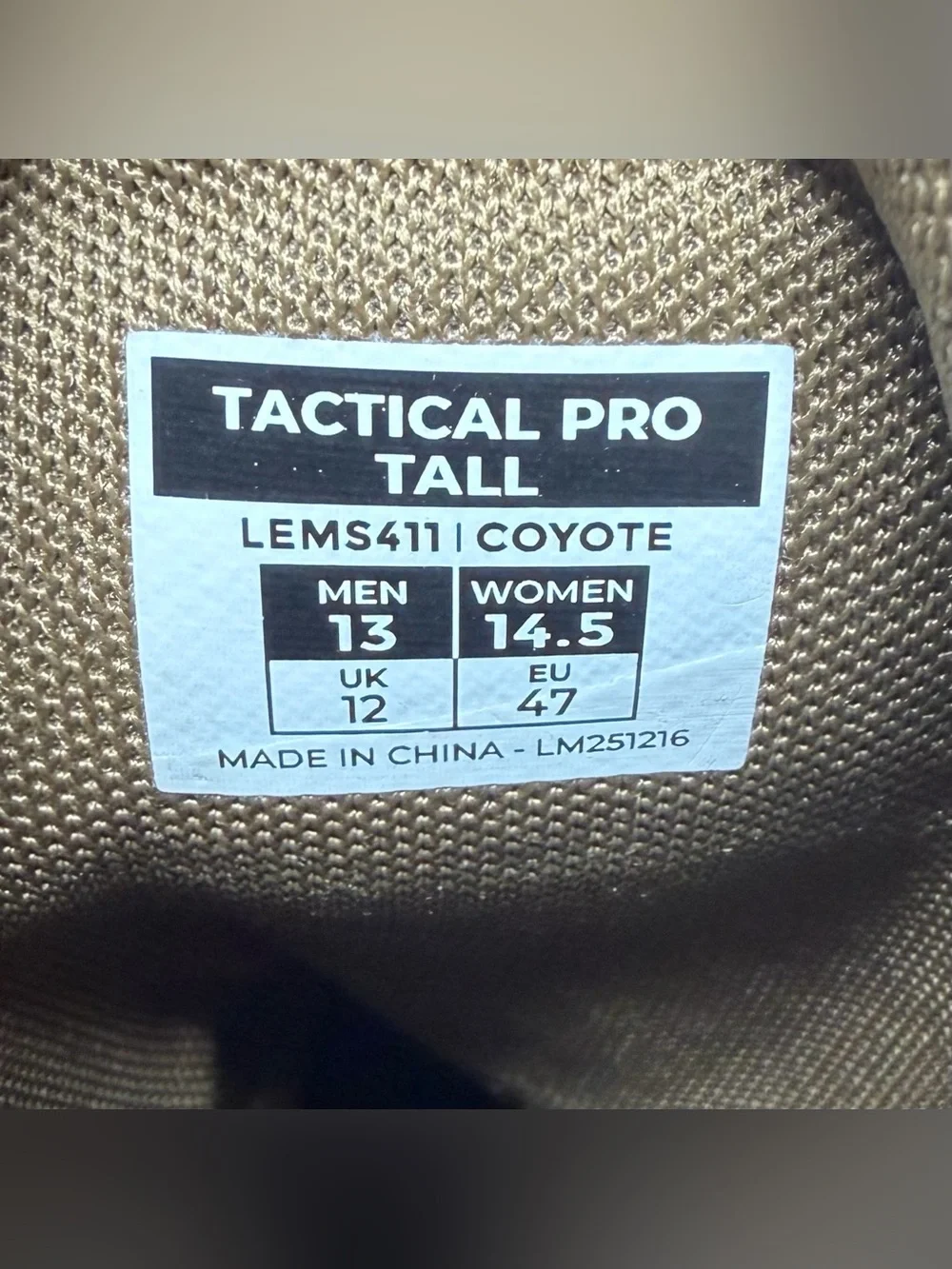 Lems Shoes Men’s Tactical Pro Tall Combat Boots Sz 13 Coyote Brown Vibram GUC